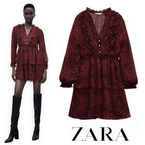 ZARA | Black & Red | ANIMAL PRINT DRESS